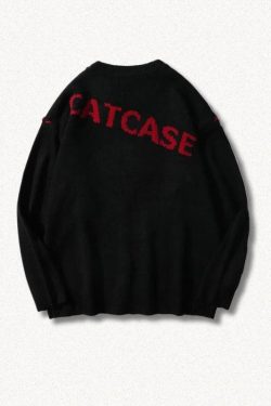 Weirdcore Heart Embroidered Sweater