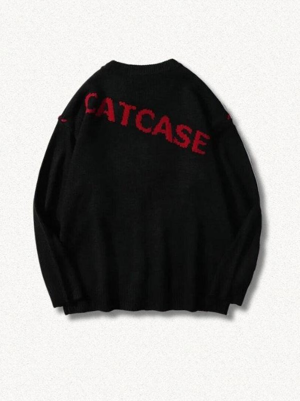 Weirdcore Heart Embroidered Sweater