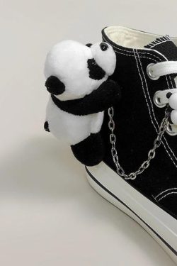 Weirdcore Panda Canvas Shoes