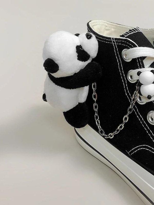 Weirdcore Panda Canvas Shoes