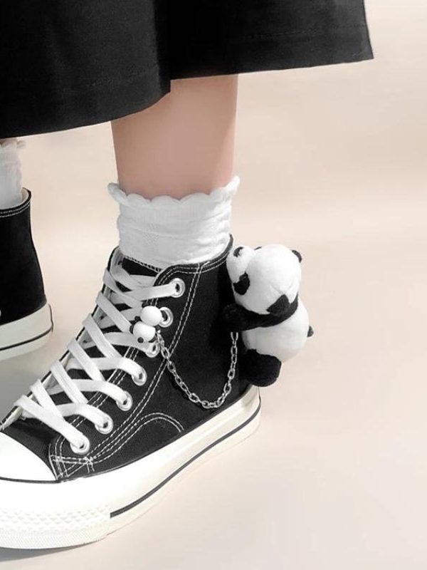 Weirdcore Panda Canvas Shoes