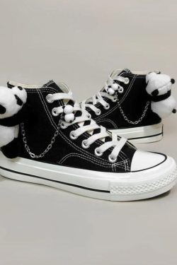 Weirdcore Panda Canvas Shoes