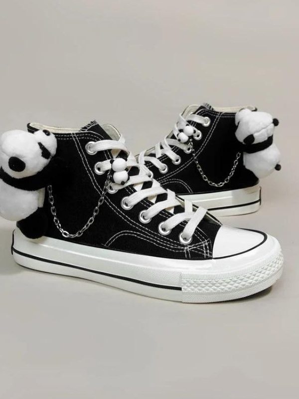 Weirdcore Panda Canvas Shoes