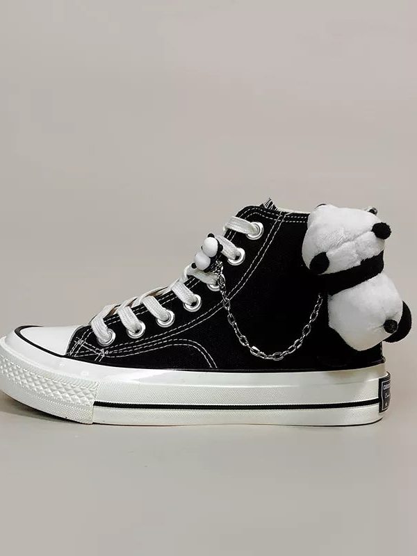 Weirdcore Panda Canvas Shoes
