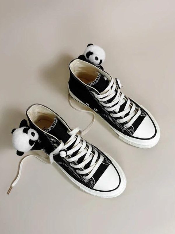 Weirdcore Panda Canvas Shoes