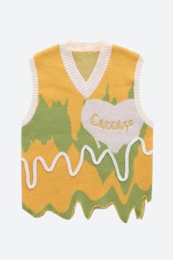 Weirdcore Wavy Striped Sweater Vest