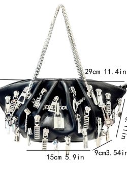 Weirdcore Zipper Charm Shoulder Bag
