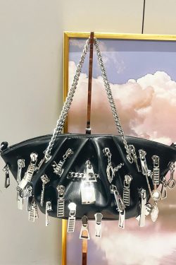 Weirdcore Zipper Charm Shoulder Bag