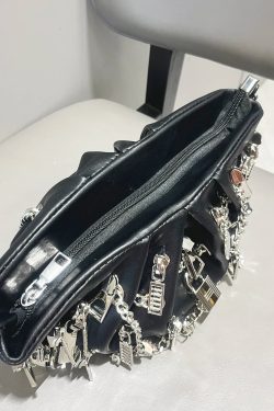 Weirdcore Zipper Charm Shoulder Bag