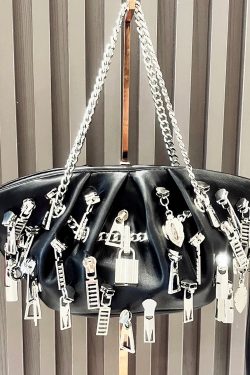 Weirdcore Zipper Charm Shoulder Bag