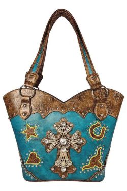 Western Style Hardware Diamond Cross Satchel Bag Handbag