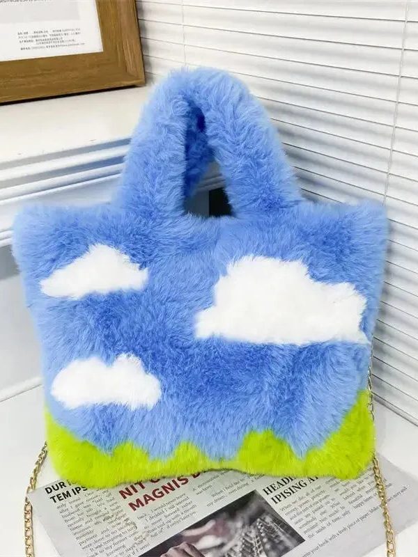 White Clouds & Blue Sky Fluffy Bag