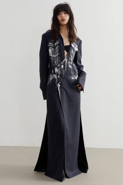 White Distressed Long Blazer