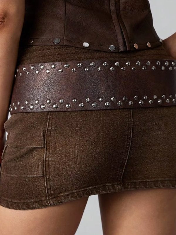 Wide Studded Western Belt