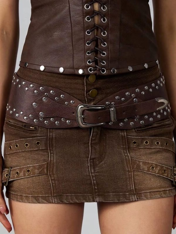 Wide Studded Western Belt