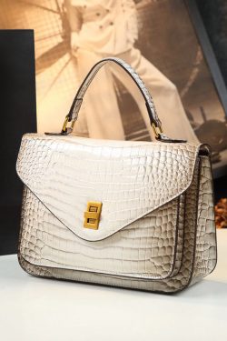 Women Apricot Embossed Calf Leather Tote Handbag