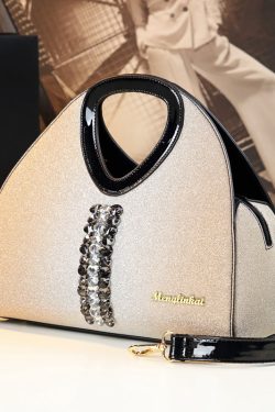 Women Apricot Zircon Large Capacity Faux Leather Tote Handbag