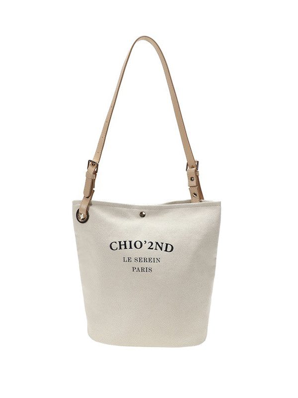 Women Beige Letter Large Capacity Canvas Shoulder Bag