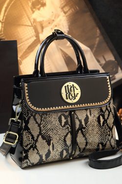 Women Black Embroideried Large Capacity Calf Leather Tote Handbag