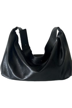 Women Black Large Capacity Faux Leather Satchel Handbag