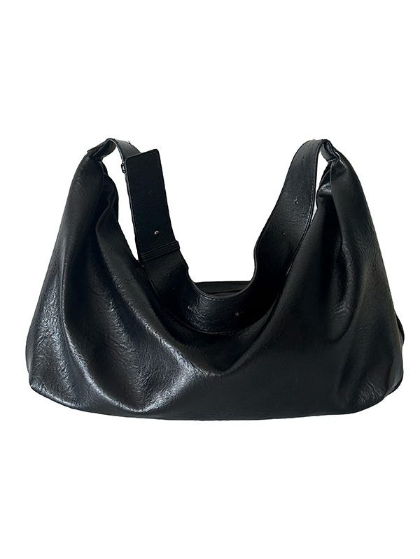 Women Black Large Capacity Faux Leather Satchel Handbag