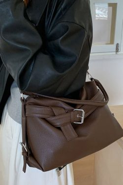 Women Black Large Capacity Faux Leather Shoulder Bag