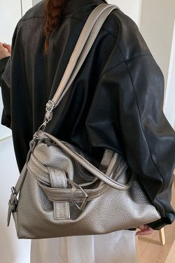 Women Black Large Capacity Faux Leather Shoulder Bag