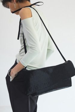 Women Black Original Design Faux Leather Versatile Clutch Handbag