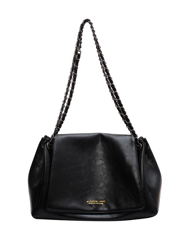 Women Black Patchwork Faux Leather Satchel Bag Handbag