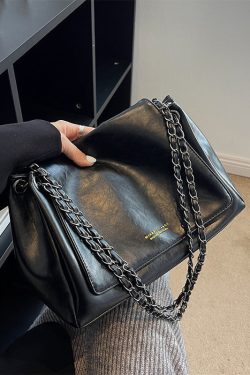 Women Black Patchwork Faux Leather Satchel Bag Handbag