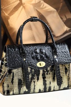 Women Black Serpentine Durable Faux Leather Women Handbags