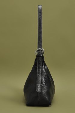 Women Black Solid Durable Faux Leather Shoulder Bags