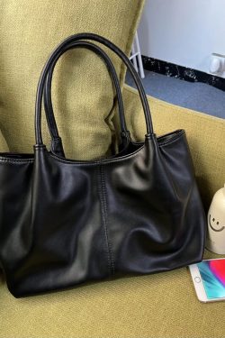 Women Black Versatile Faux Leather Satchel Handbag