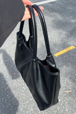 Women Black Versatile Faux Leather Satchel Handbag