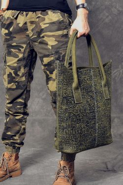 Women Blackish Green Oracle-Bone Inscriptions Embossing Calf Leather Satchel Handbag