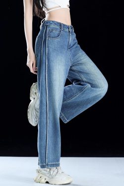 Women Blue Pockets Patchwork Denim Crop Pants Summer