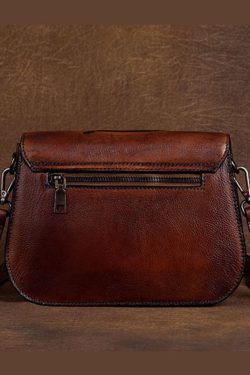 Women Brown constellation Paitings Calf Leather Satchel Handbag