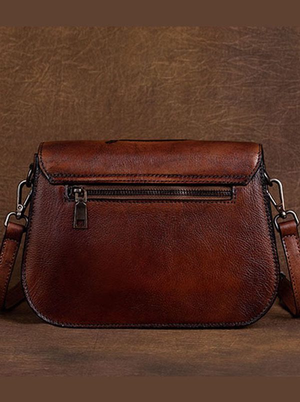 Women Brown constellation Paitings Calf Leather Satchel Handbag