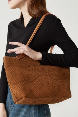 Women Brown Embossing Large Capacity Cotton Shoulder Bags