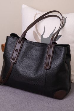 Women Brown Patchwork Faux Leather Satchel Handbag