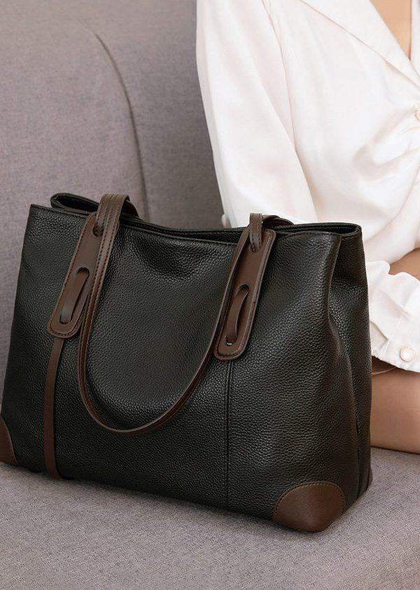 Women Brown Patchwork Faux Leather Satchel Handbag