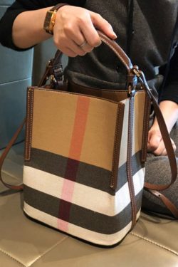 Women Brown Plaid Versatile Faux Leather Messenger Bag