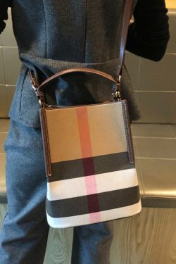 Women Brown Plaid Versatile Faux Leather Messenger Bag