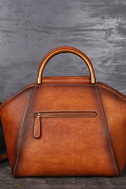 Women Brown The Sunflowers Embossing Calf Leather Tote Handbag