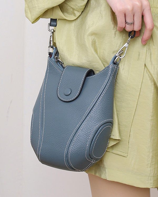 Women Brown Versatile Calf Leather Messenger Bag