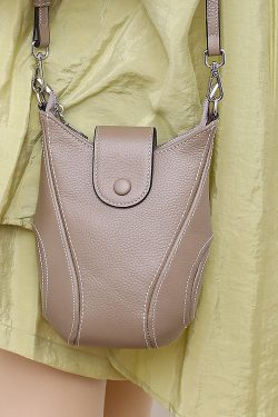 Women Brown Versatile Calf Leather Messenger Bag