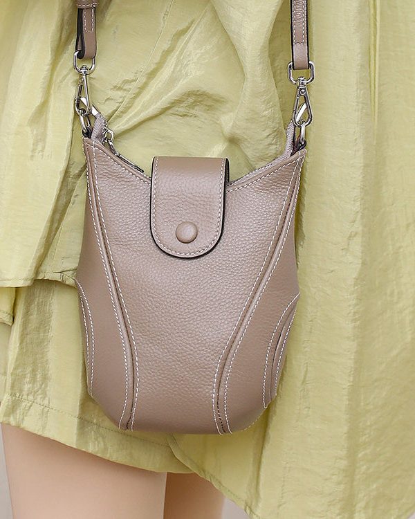 Women Brown Versatile Calf Leather Messenger Bag