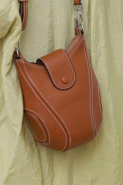 Women Brown Versatile Calf Leather Messenger Bag