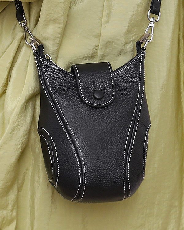 Women Brown Versatile Calf Leather Messenger Bag