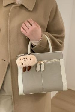 Women Brown Zippered Patchwork Faux Leather Tote Handbag